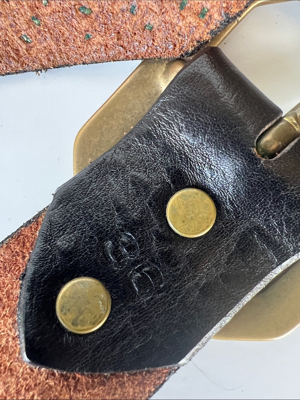 Leather and brass studded belt 36 - Picture 5 of 5